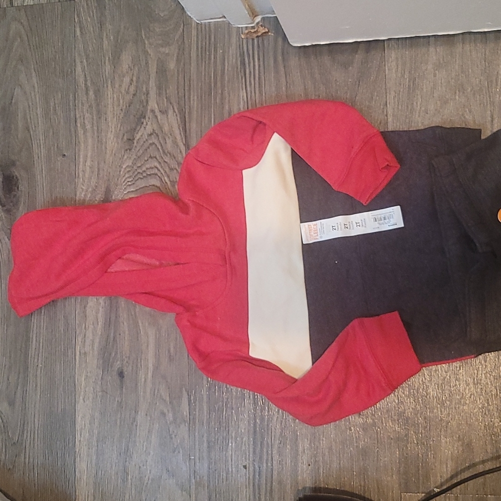 2t hooded fleece outfit very soft not thick red gray and wht jumping beans